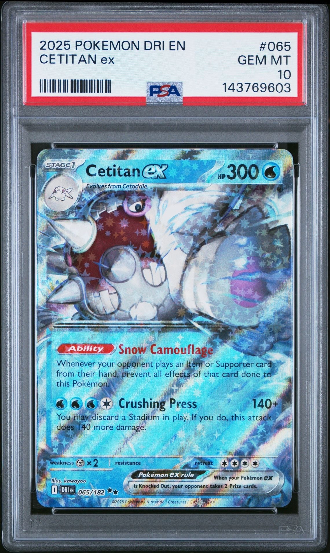2025 POKEMON DRI EN-DESTINED RIVALS 065 CETITAN EX PSA 10